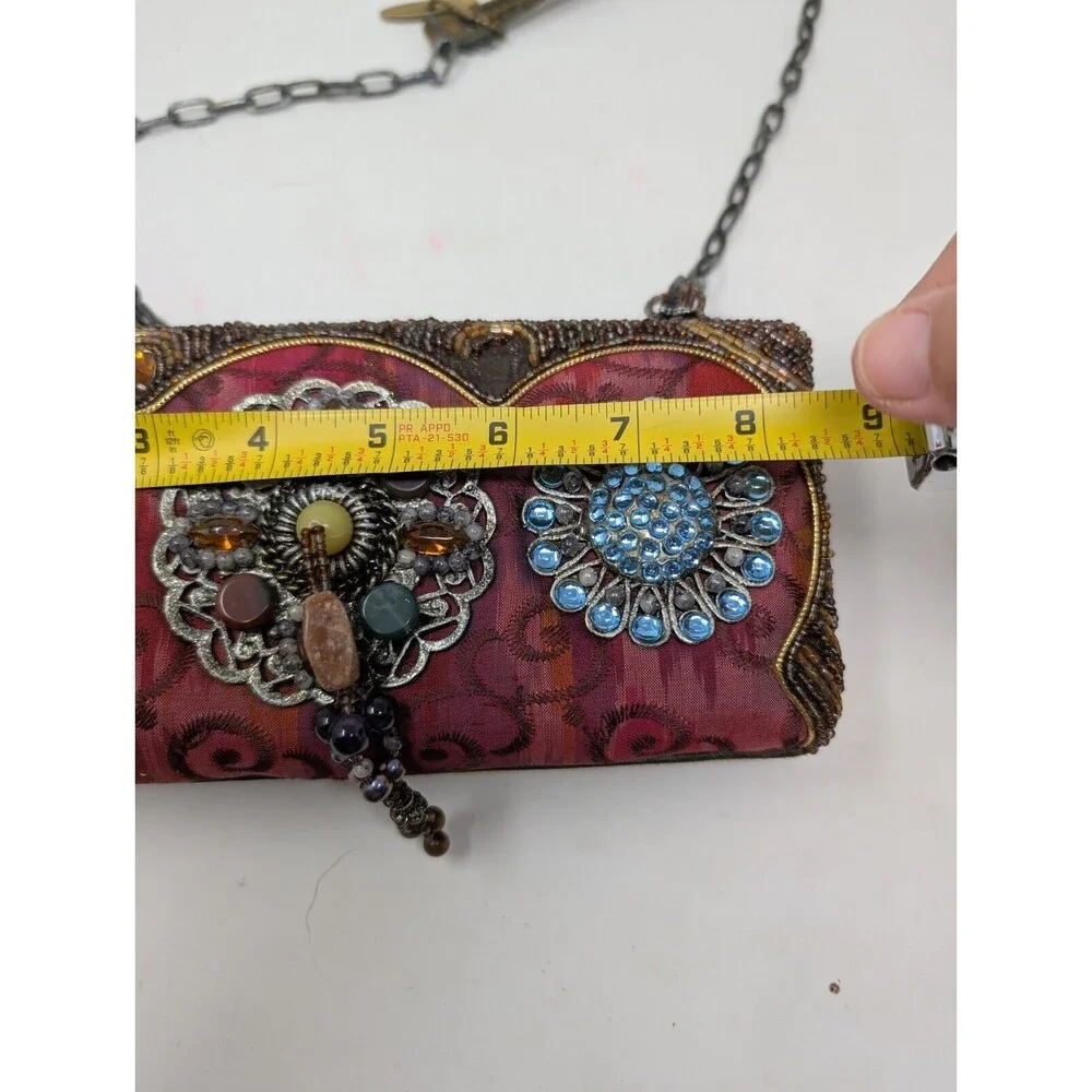 Vtg Mary Frances Shoulder Handbag Multimedia Multicolor Ornate Tiger Eye As Is - Picture 7 of 8